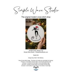 Christmas Holiday Black Cat in Santa Hat Funny Humor Counted Cross‎ Stitch Kit